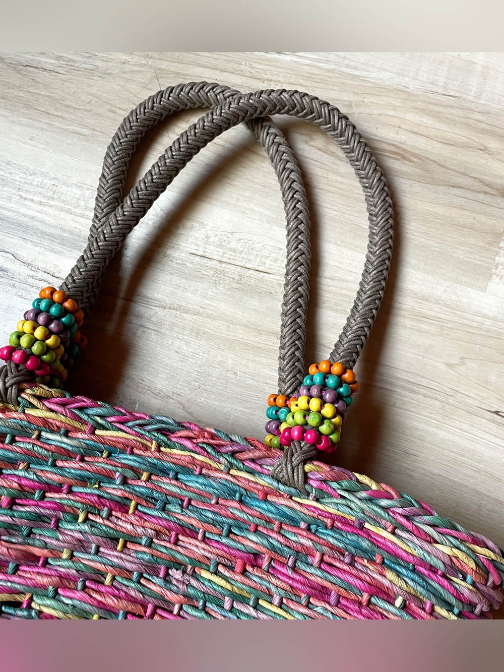Cappelli Bright Pink Multicolor Woven Straw Tote Bag - Beach & Everyday - Picture 2 of 15